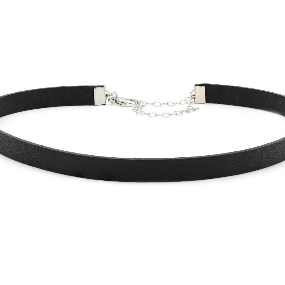 Genuine Black Leather Choker Italian leather Adjustable
